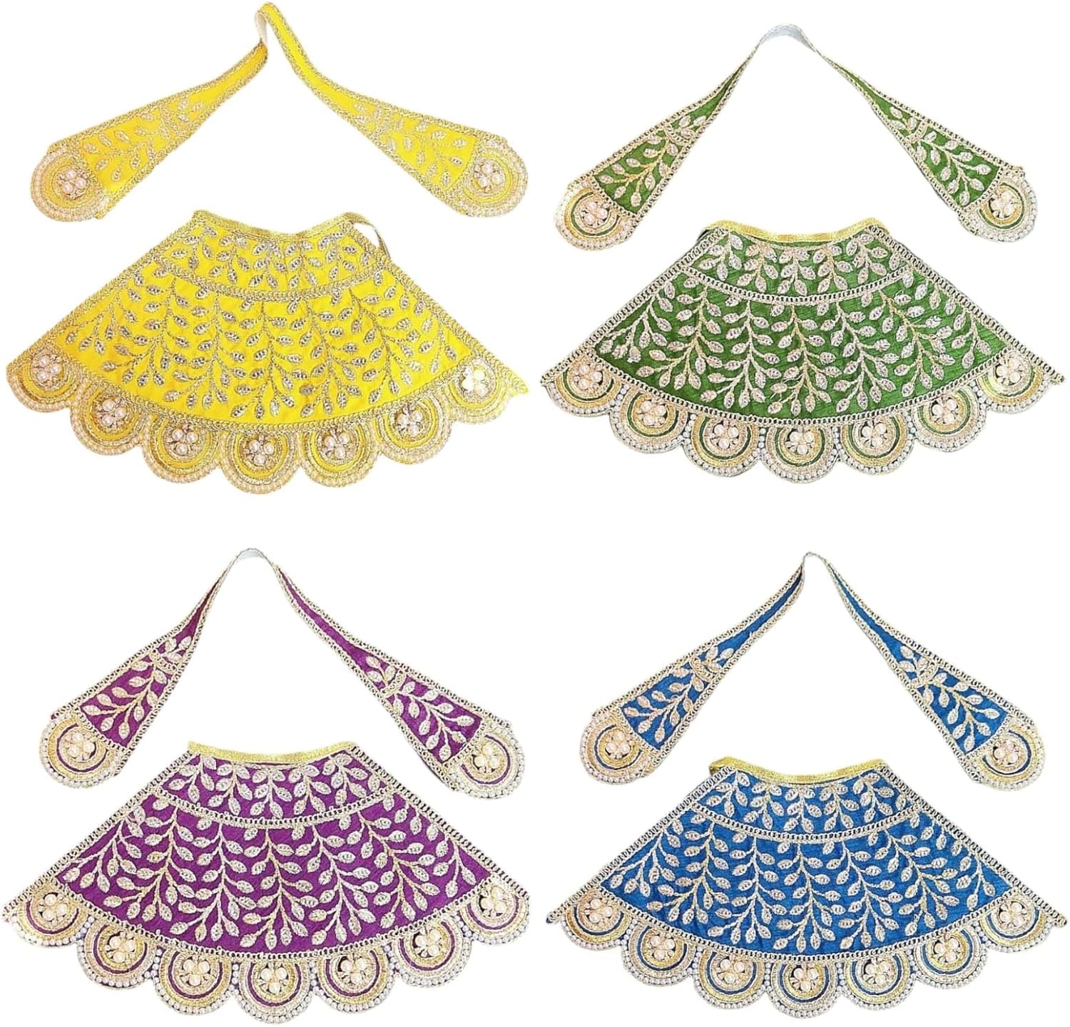 MATA Rani Heavy Dress 3 Inches (Pack of 4) l Lehanga Patka l Poshak for Durga MATA Devi Ji for Navratri Special(G)