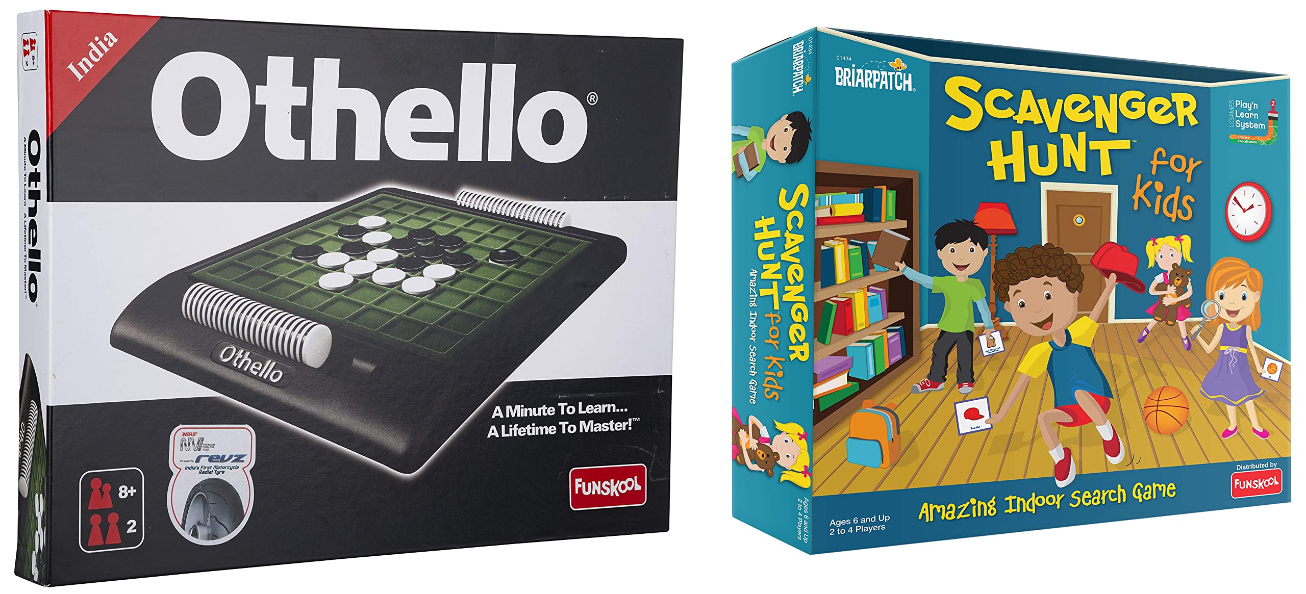 Funskool Games - Othello, Strategy Game, Portable Classic Travel Game for Kids, Adults & Family, 2 Players, 8 & Above,Multicolor & Scavenger Hunt for Kids!