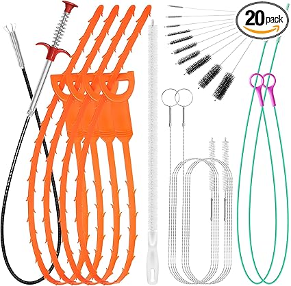 S Drain Clog Remover Tool Set – 59” Drain Snake (2) 37” Snake Drain Hair.