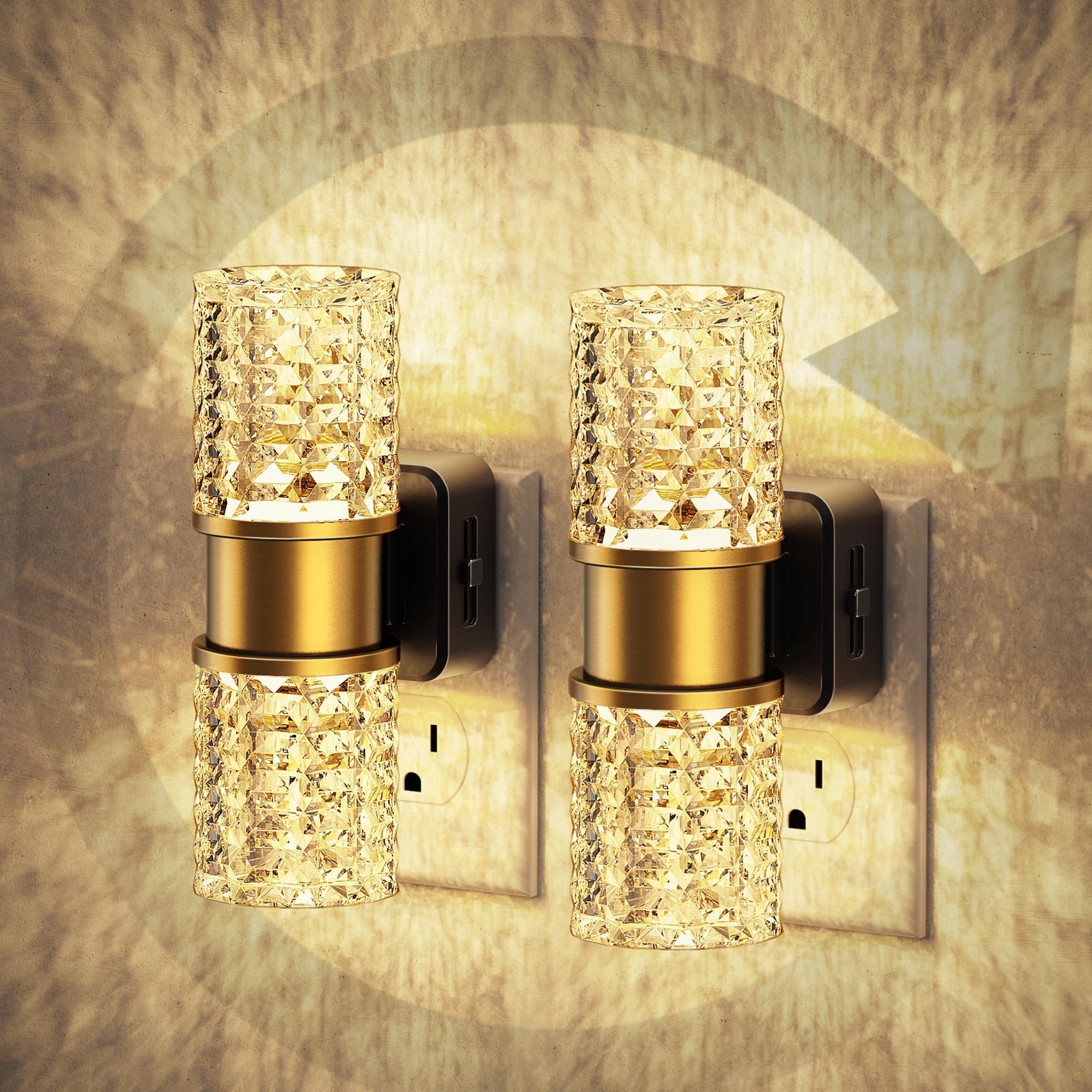 JandCase Night Light, Night Lights Plug into Wall,2 Pack Automatic LED Night Light with Adjustable Brightness, 3000K Plug in Night Lights with Auto Light Sensor, for Bathroom Hallway Decor