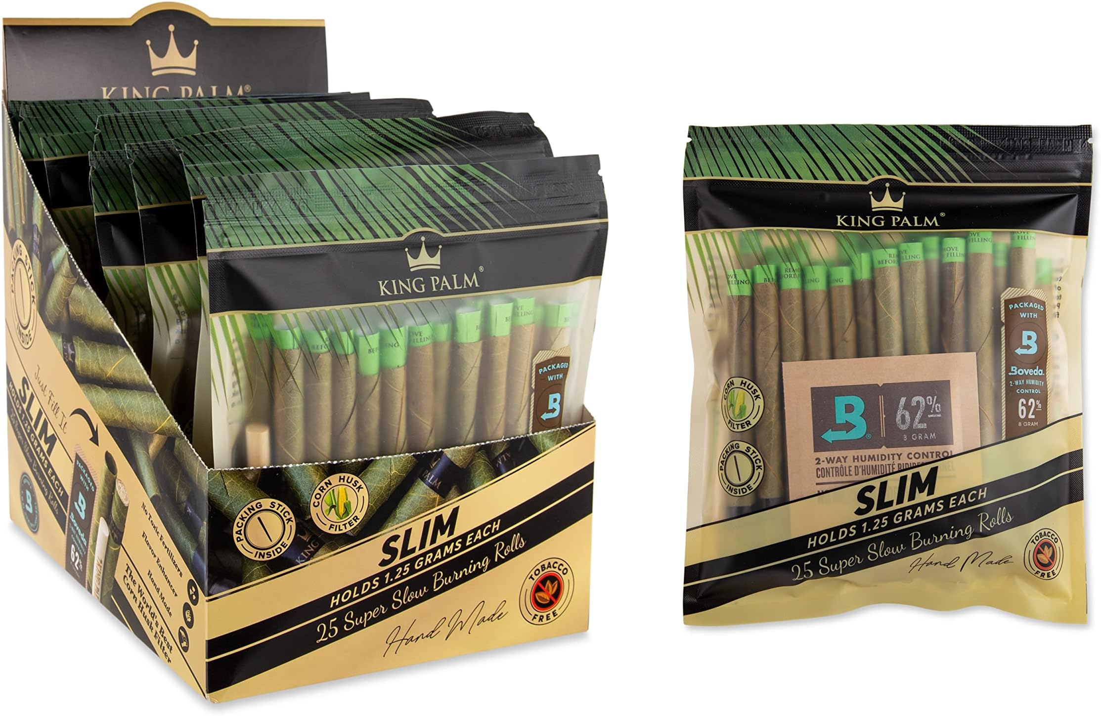 Slim Size Natural Pre Roll Cones - 8 Pack, 200 Rolls Total - Organic, Corn Husk Filter