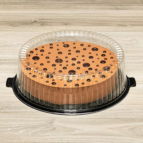 Miniatura 7 de Karat Contenedor de exhibición de pasteles de una sola capa de PET de 12 pulgadas con tapa de cúpula transparente PET - 50 juegos