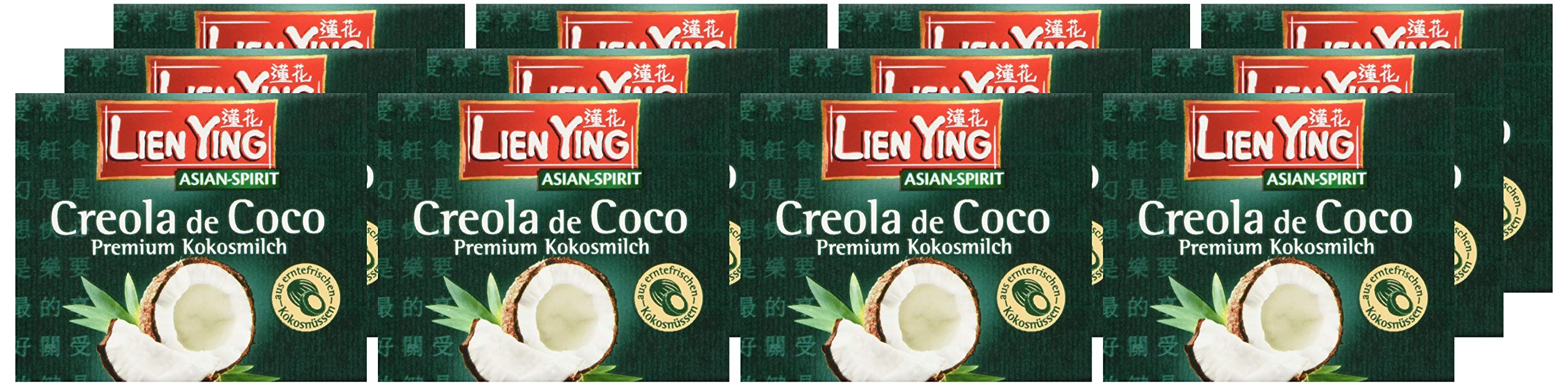 Lien Ying Kokosmilch, Premium Qualität, 12er Pack (12 x 200 ml)