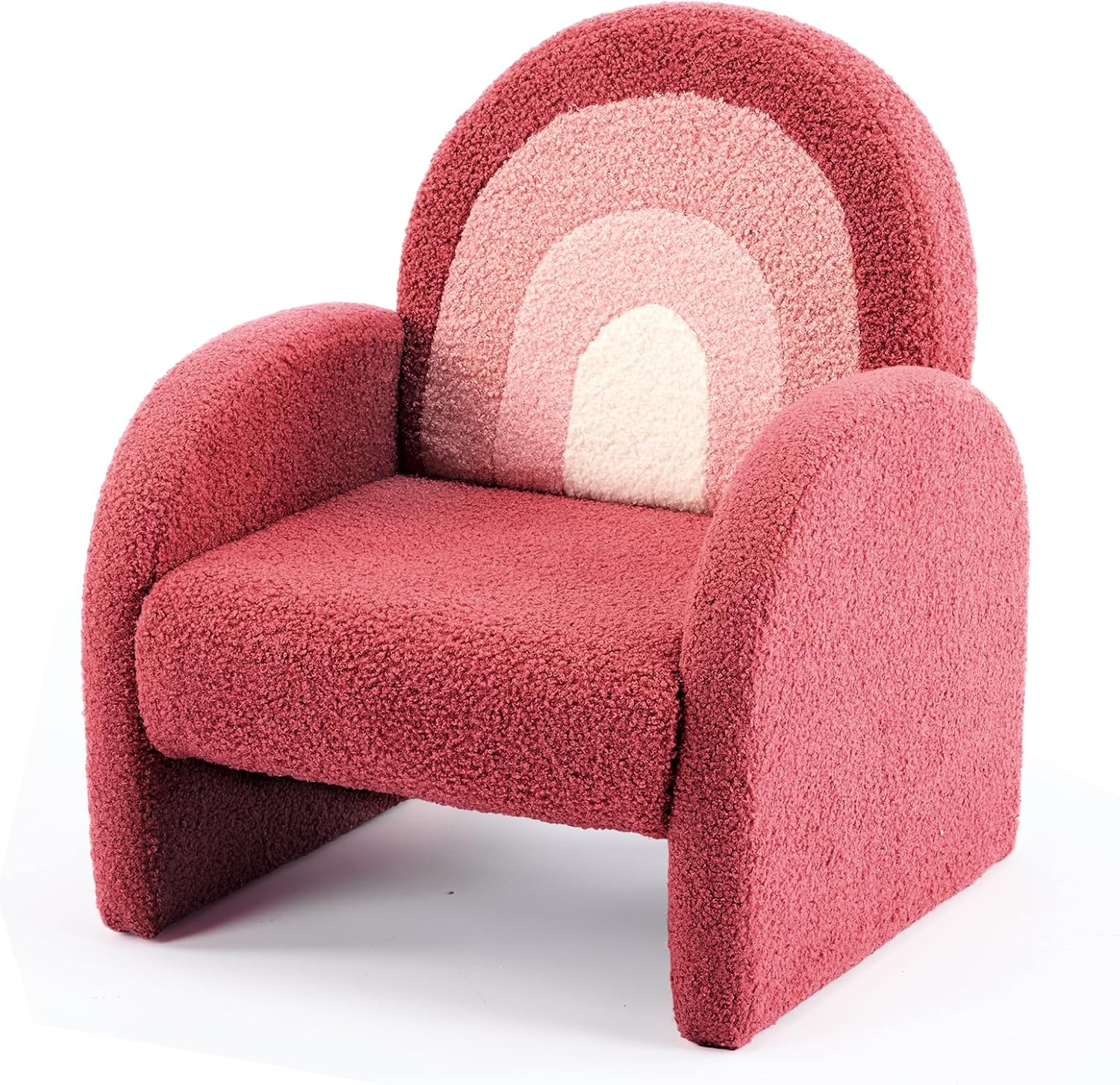 JOYMOR Kids Sofa - Soft Teddy Fleece Toddler Armchair, Plush Play Chair for Boys & Girls, Red, Safe & Stable for 18 Months+
