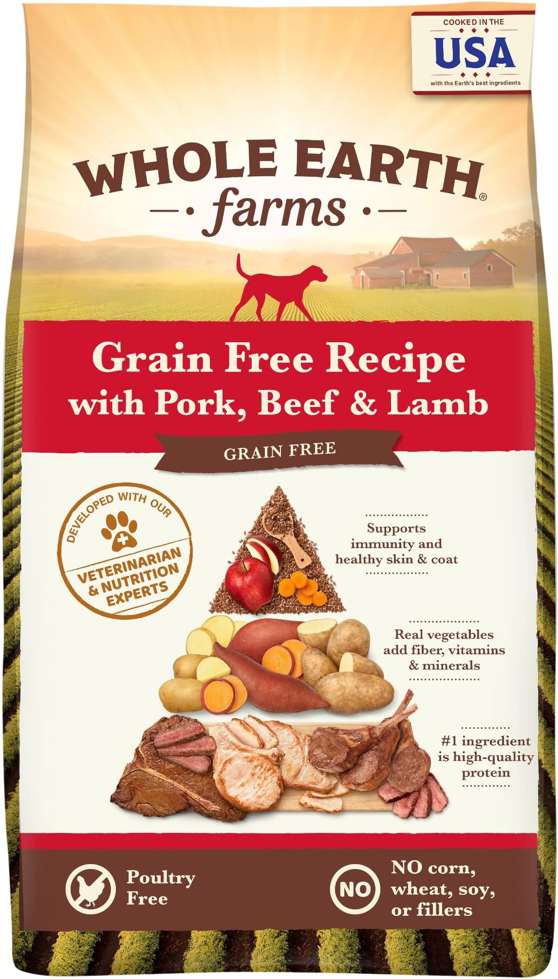 Whole Earth Farms Grain Free Dog Food, Pork, Beef and Lamb Recipe, Dry Dog Food