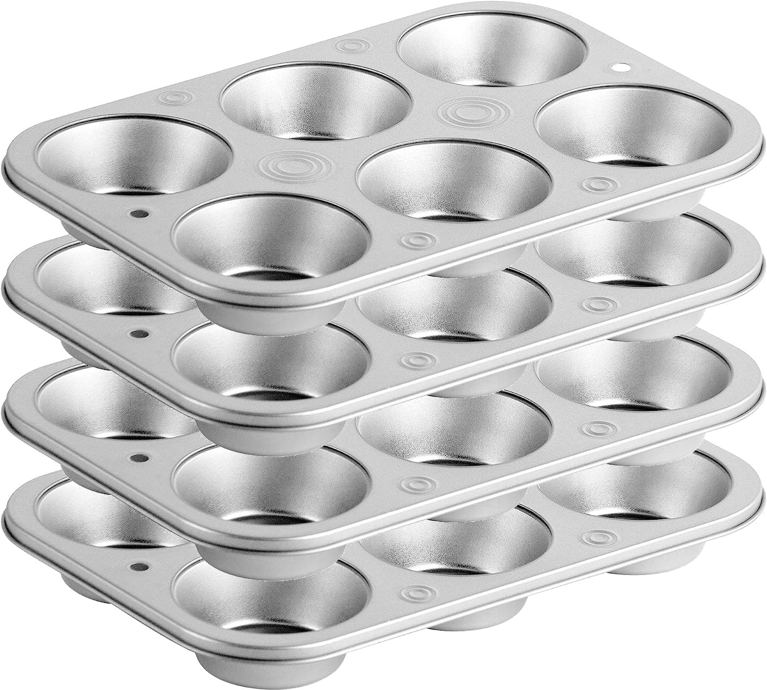 DecorRack 4 Pack NonStick Muffin Pans, 6Cup, Bakeware for