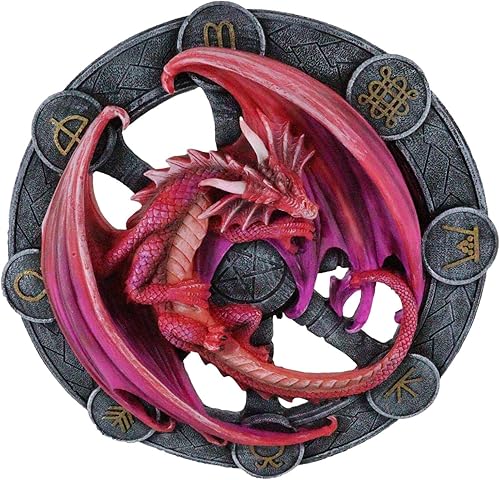 Miniatura 5 de Ebros Gift Wicca Neo Paganism Sabbats Rueda del Año Fantasía Dragón con símbolos sagrados Decoración de pared Escultura por Anne Stokes Dragons