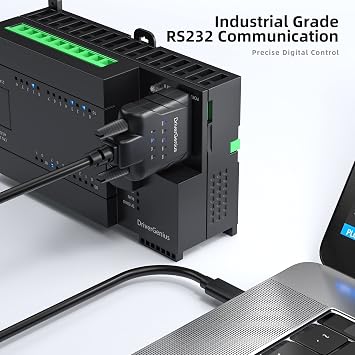 DriverGenius Industrial USB Type C to Serial RS232 DB9 Adapter Converter with 9 x LEDs - Compatible with Win11/10, MacOS