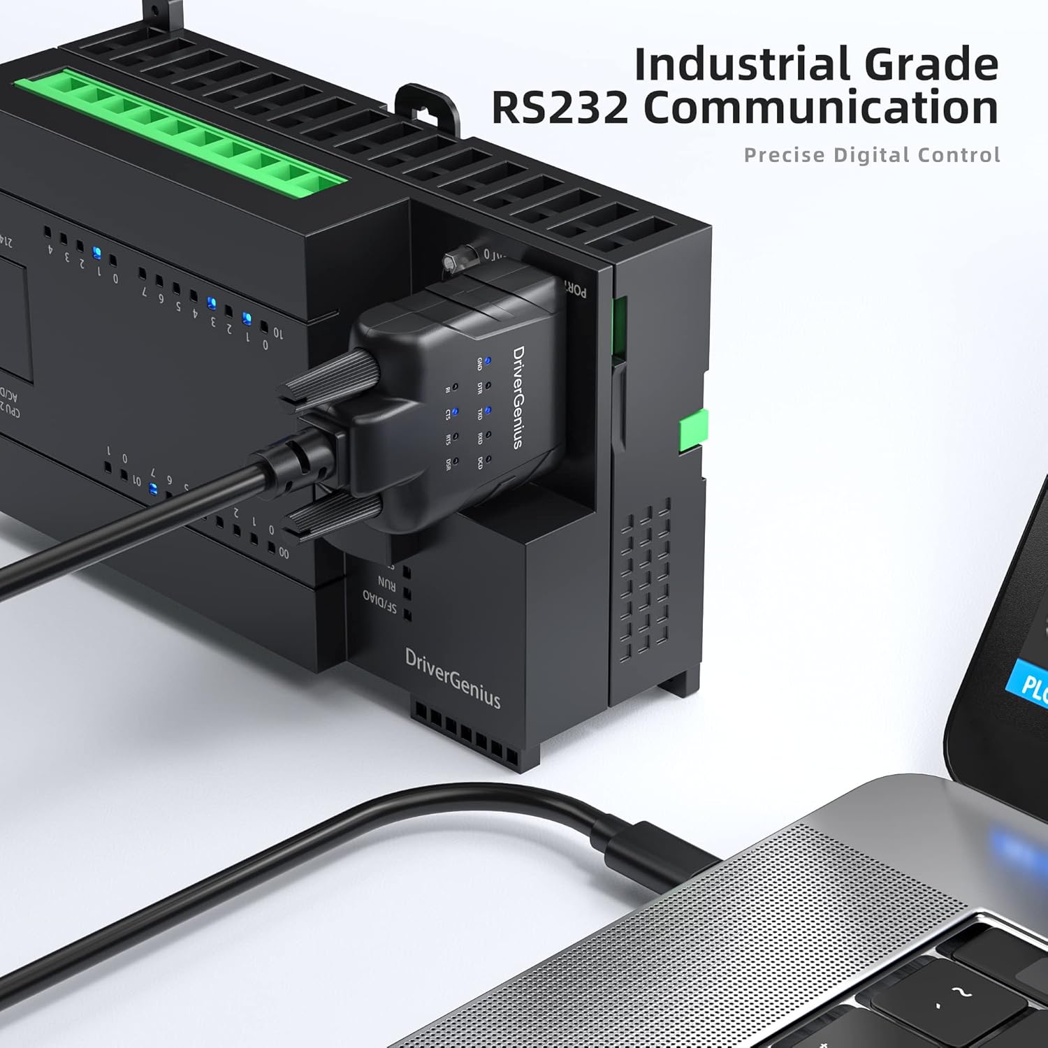 DriverGenius SerialPulseX-Series | USB-C to Serial/RS232 Adapter with 9 x LEDs - for PLC Programming, Data Logging, Embedded Systems | Compatible with Windows 11, macOS 15 【USB232A-E-C, 6-Pack】