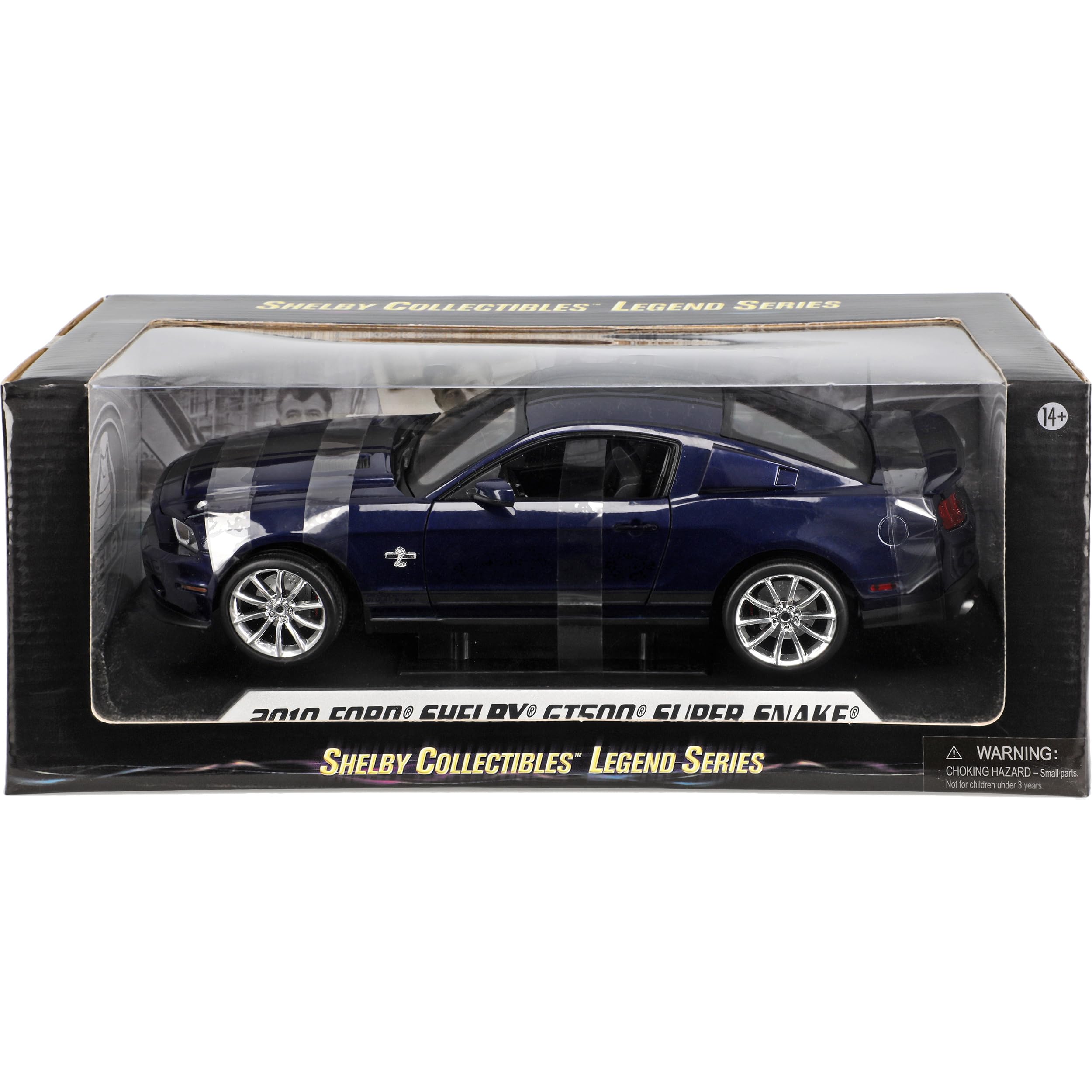 Generisch F*o*r*d Shelby Mustang 2010 Gt500 GT 500 Dunkel Blau Schwarze Streifen 1/18 Shelby Collectibles Modellauto Modell Auto