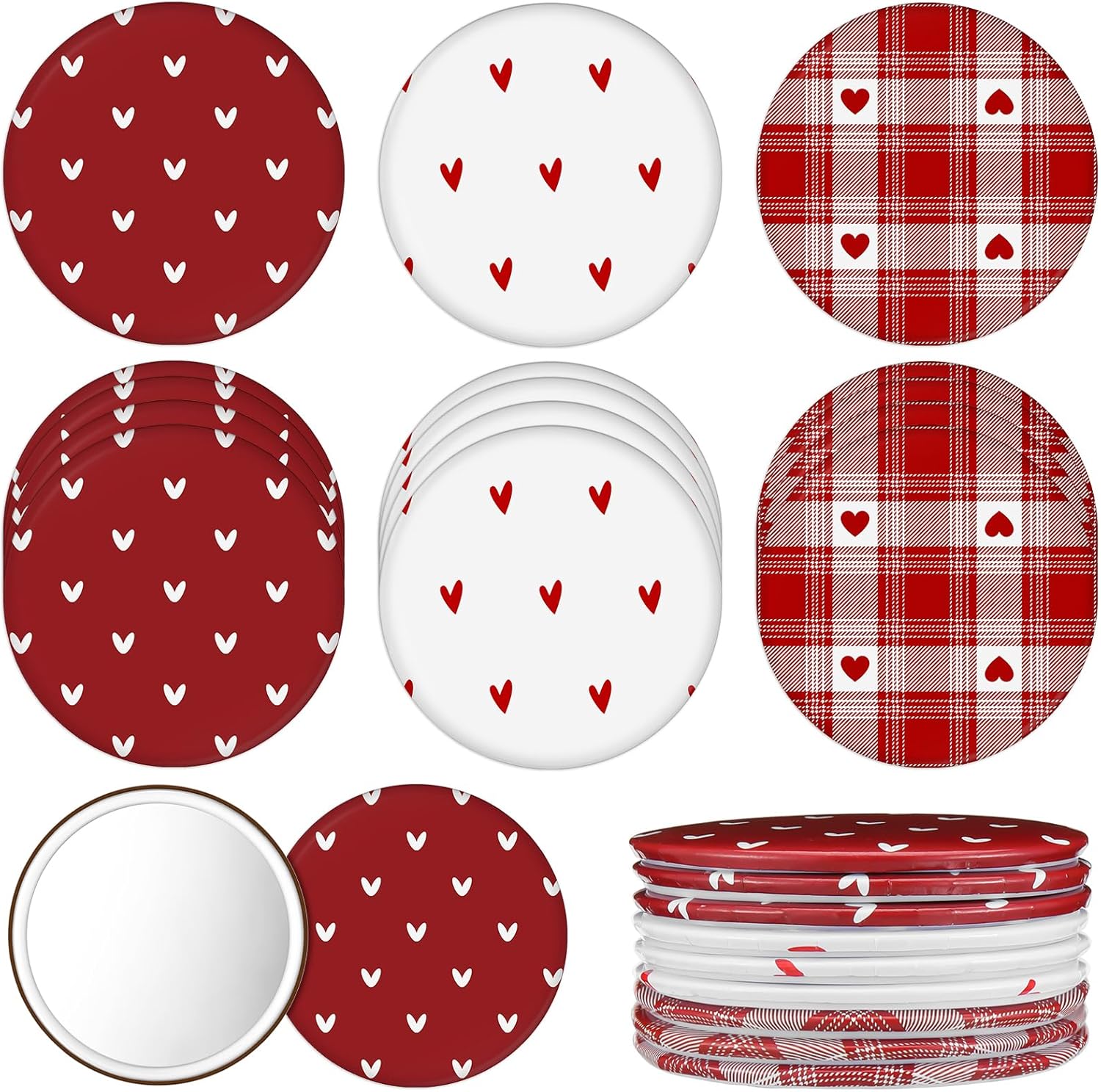 Geetery 240 Pcs Heart Compact Mirrors Gifts Bulk Mini Small Circle Portable Pocket Purse Red Love Heart Mirrors for Makeup Travel Women Mother Friends Adults Office Coworker Employee Team Staff Gifts