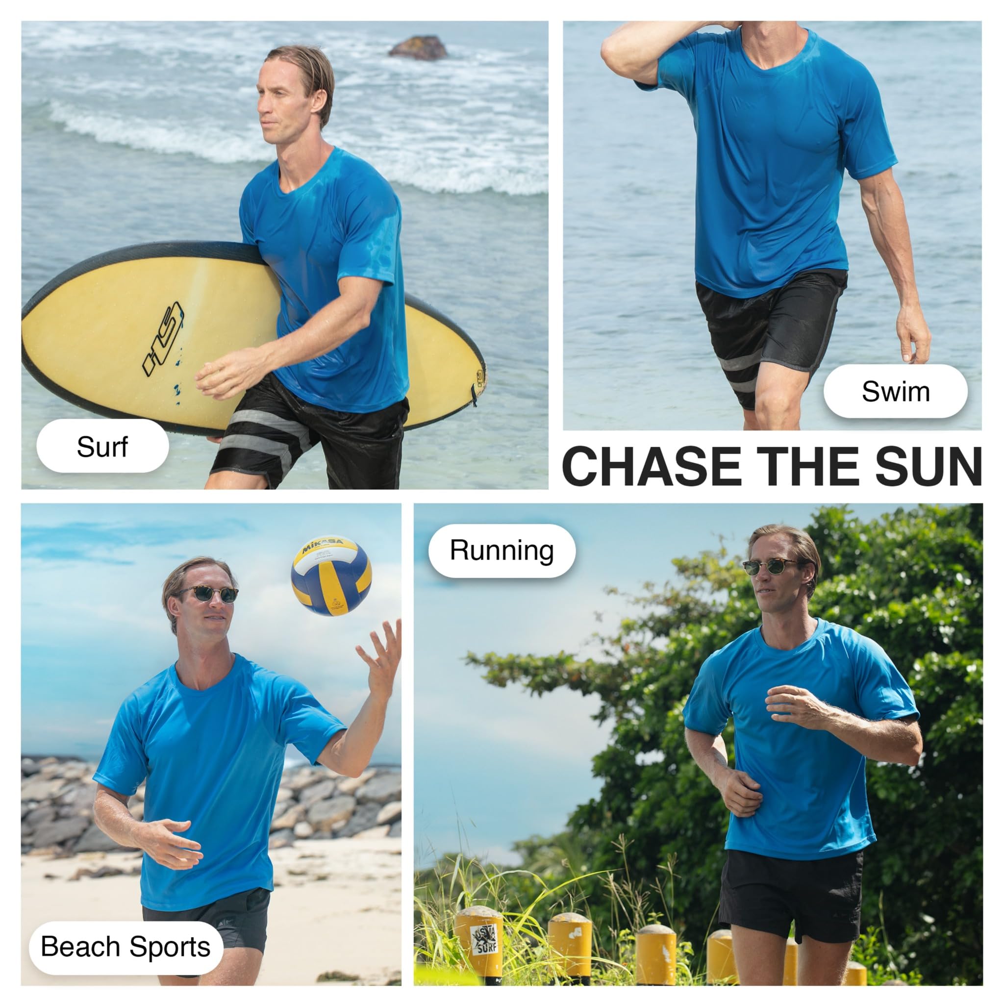 Kanu Surf Men's Solid Rashguard UPF 50+ Swim Shirt