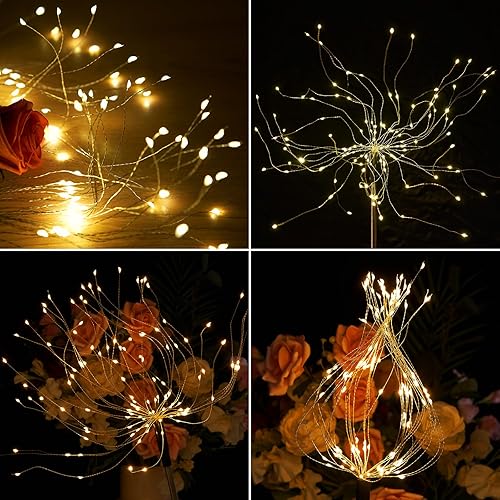 Miniatura 6 de SUNNEST Luces solares para camino, paquete de 6 luces LED de 1000 mAh de color blanco cálido, luces solares RGB impermeables para jardín,