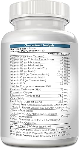 Miniatura 3 de Suplemento de visión diaria para el cuidado de los ojos para perros con luteína, zeaxantina, astaxantina, CoQ10, antioxidantes de arándano, vitamina