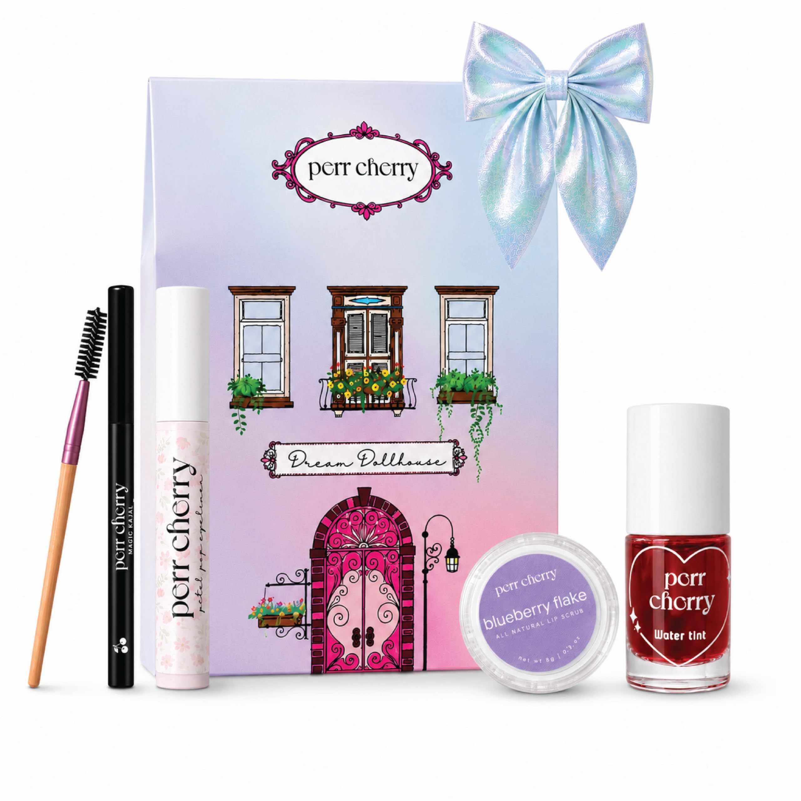 Perr Cherry 6-Piece Organic Makeup Kit for Kids, Preteens & Teen Girls | 100% Natural & Skin Friendly | Includes Kajal, Eyeliner, Lip Scrub, Water Tint, Brush and Hair Bow Clip (Assorted Colour)-image-29