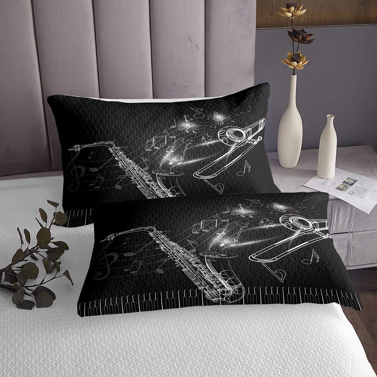 Set copripiumino per sassofono con chiavi di pianoforte a trombonecopriletto trapuntato per musica jazz ragazzi ragazze strumenti musicali in microfibra trapuntato per260x240cm