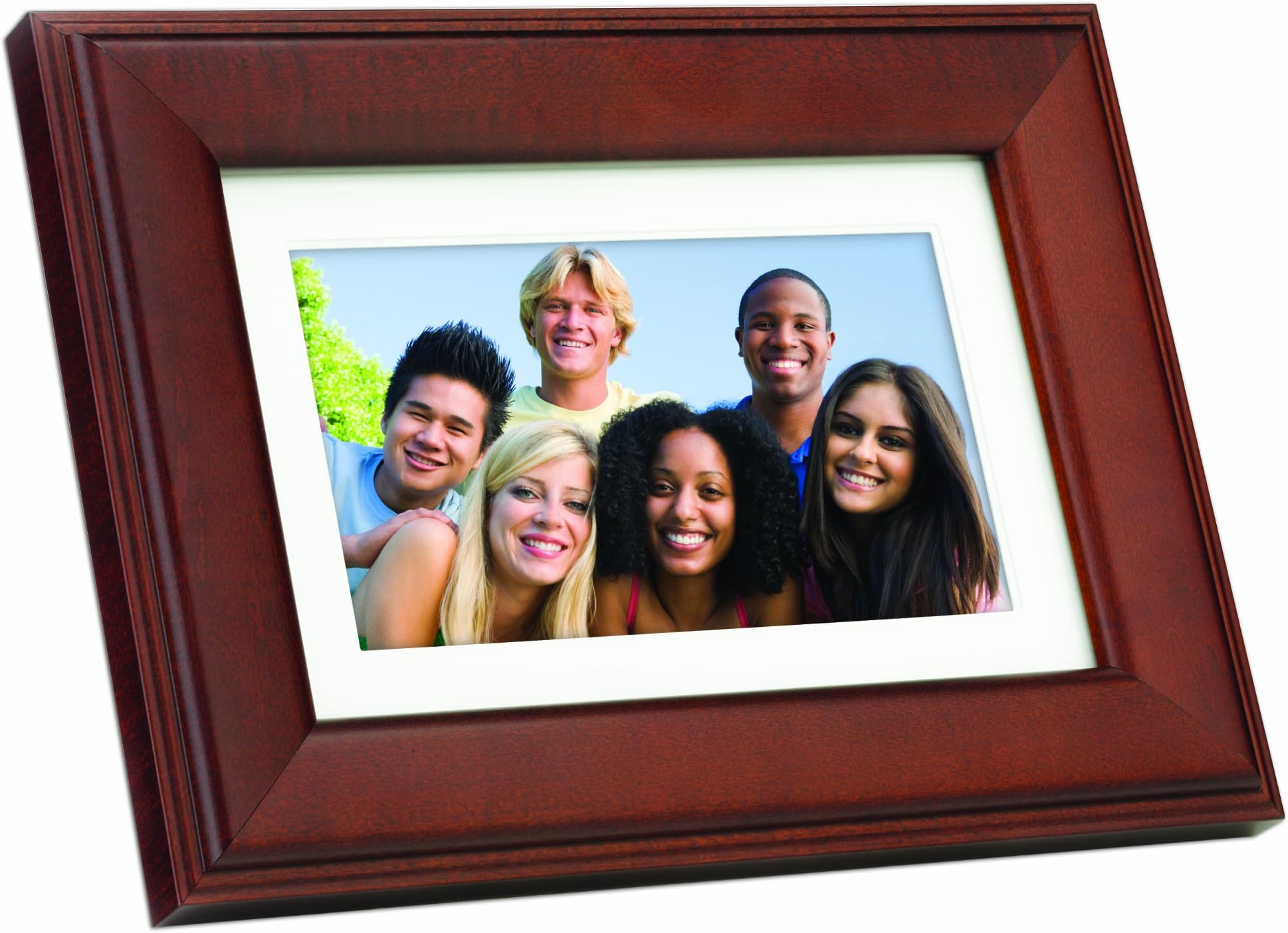 GN-705W 7-Inch Artforme Digital Picture Frame with Real Wood Frame (Brown)