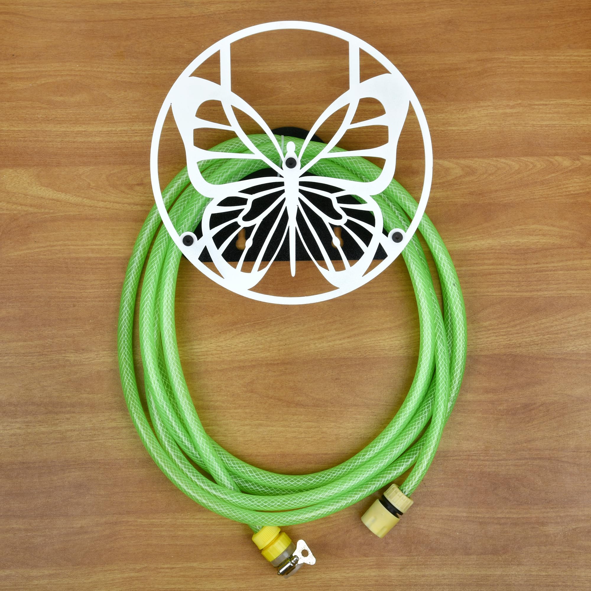 Aranyani Butterfly Garden Hose Stand Of Iron For Water Pipe/Heavy Weight Duarable Wall Mounting Hose Hanger For Outdoor Storage (White)