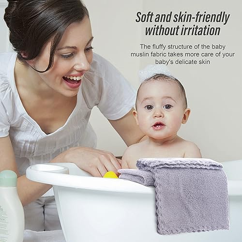 Miniatura 7 de Paquete de 24 paños de baño ultra suaves para bebé 10 x 10 pulgadas forro polar coral extra absorbente para bebés bebés y niños pequeños piel