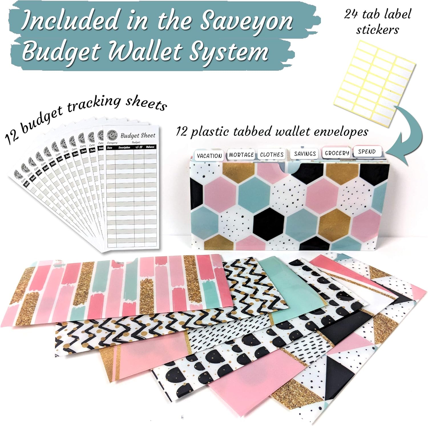 12 Tabbed Plastic Budget Envelopes for Horizontal Cash Envelope Wallet, Budget Planner Organizer Wallet, Cash Envelope System Wallet, Coupon Organizer, Financial Planner Cash Envelopes Budget Sheets : Office Products