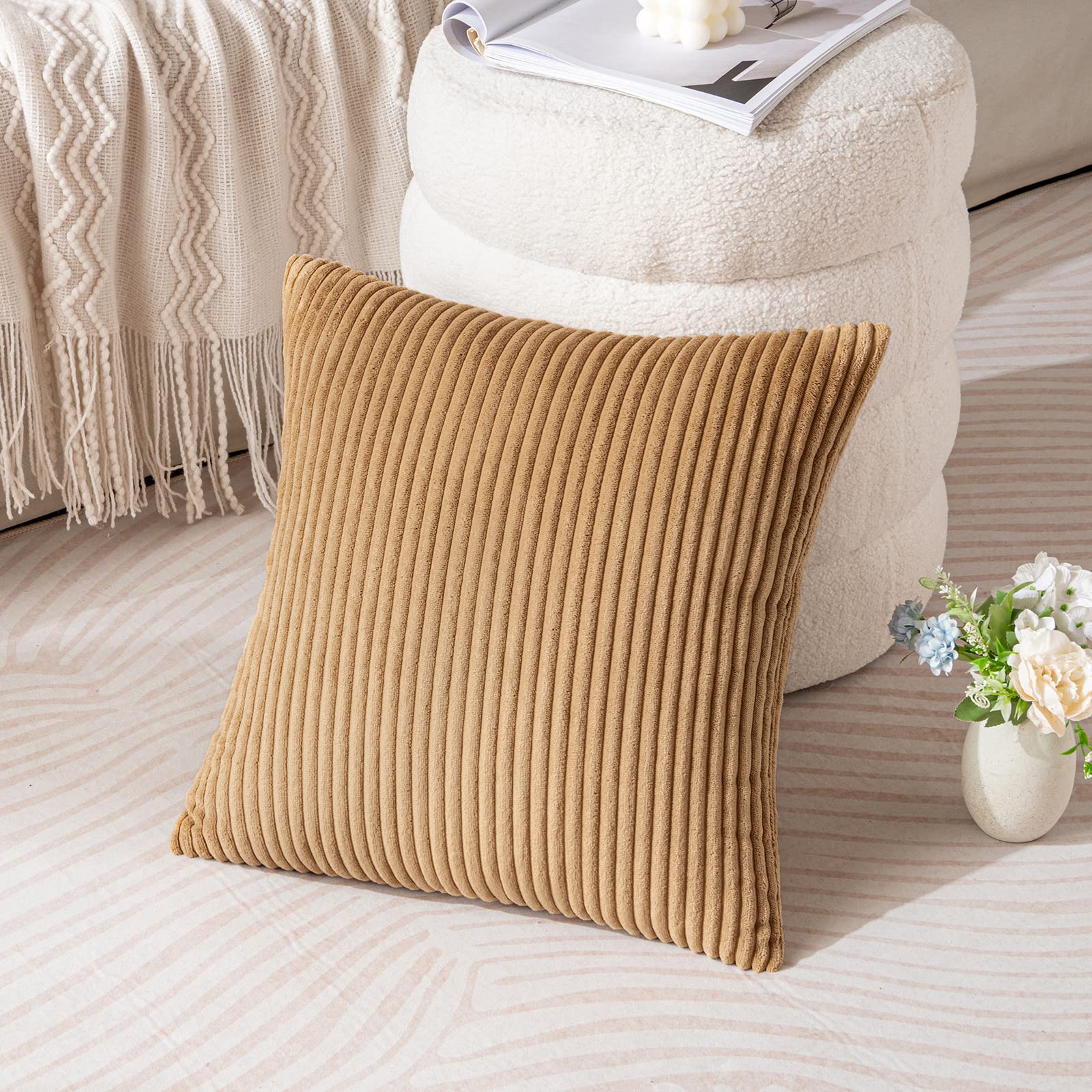 ANRODUO Boho Corduroy Throw Pillow Covers - Set Of 2, 18x18 Inches, Decorative For Couch & Bed - View #12
