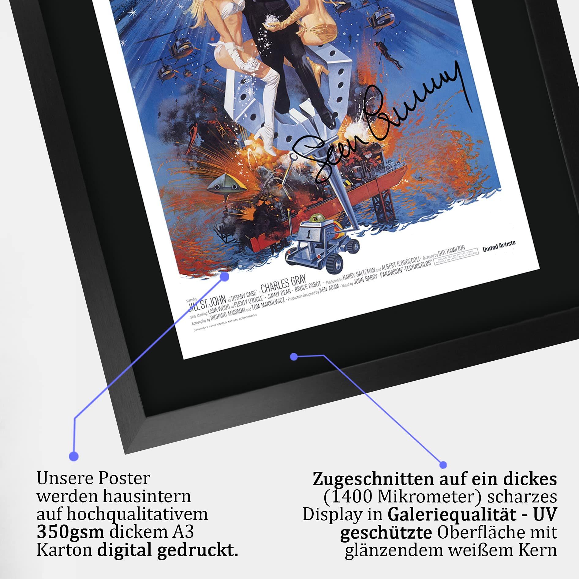 HWC Trading A3 FR James Bond - Diamanten sind für immer Druck Movie Poster Sean Connery Signed Geschenk GESTALTET A3 Printed Autogramm Film Geschenke Fotobildanzeige