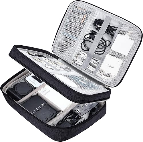 CILLA Organizador electrónico de viaje, organizador de cargador, organizador de cables, organizador de cables, organizador de cables de doble capa,