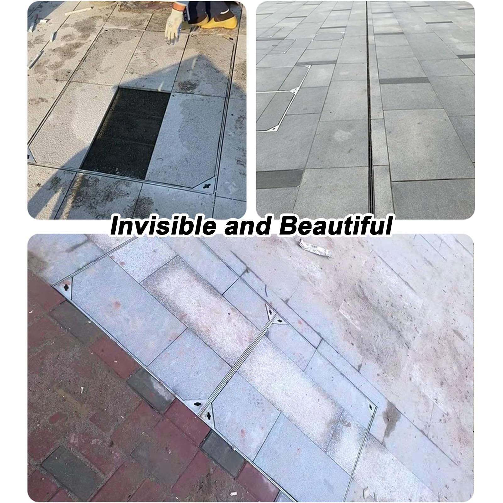 Tapa para Peatones Invisible con Marco, Cuadrada Arqueta Riego con Base, para Jardín, Pavimento y Muelles, Fabricada en Acero Inoxidable 304(60x60cm/23x23in)