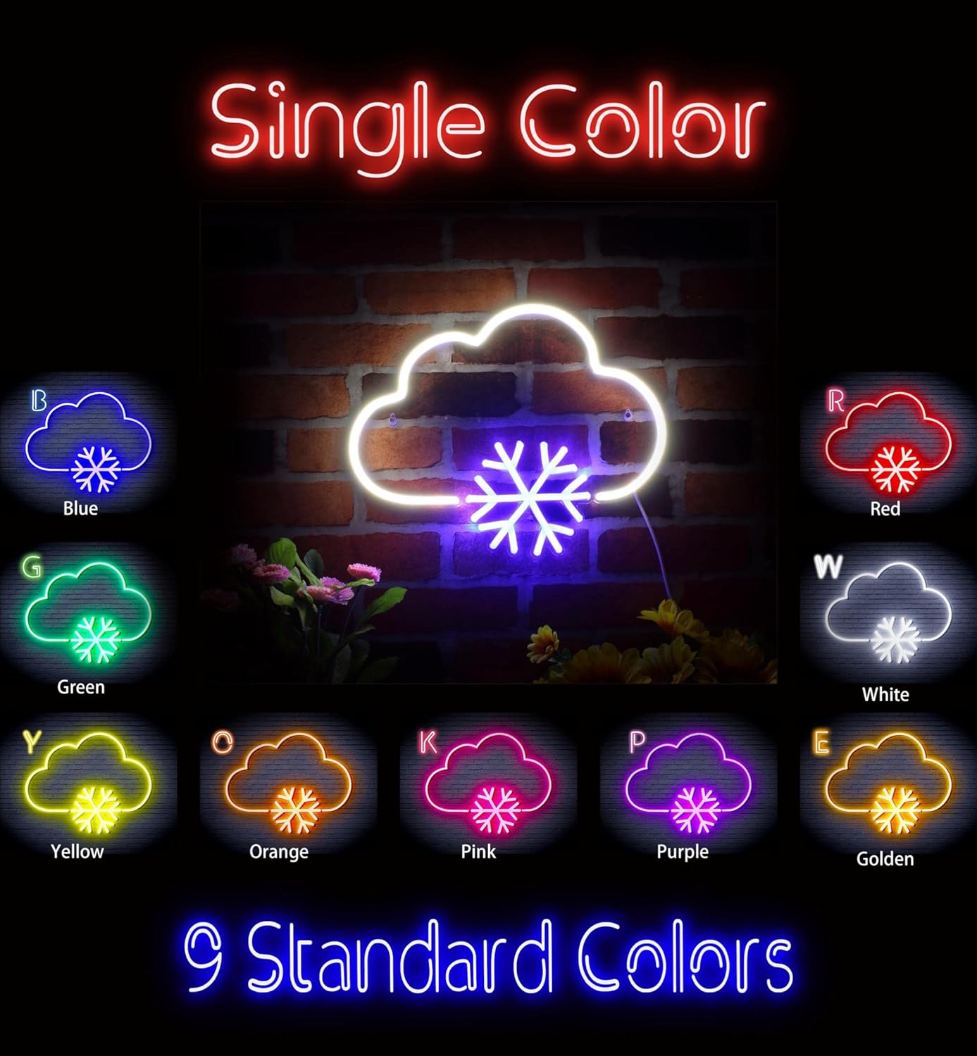 ADVPRO Cloud and Snowflake Flex Silicone LED Neon Sign - Yellow - st16s33-fnu0013-y