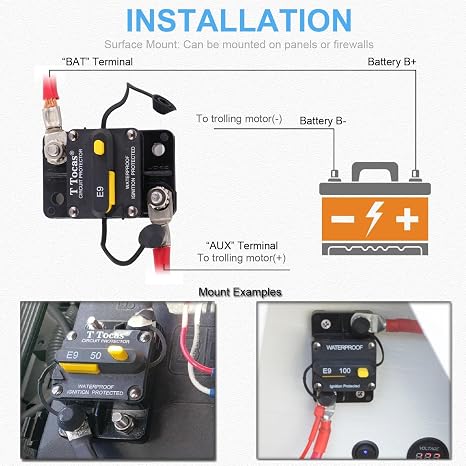 Heavy Duty Circuit Breaker 12V-48V 150A Manual Reset for Car Truck Caravan Camper Solar, High Current 150 Amp DC Breaker Resettable for Marine Boat Motors Yacht, UL Certified, Waterproof