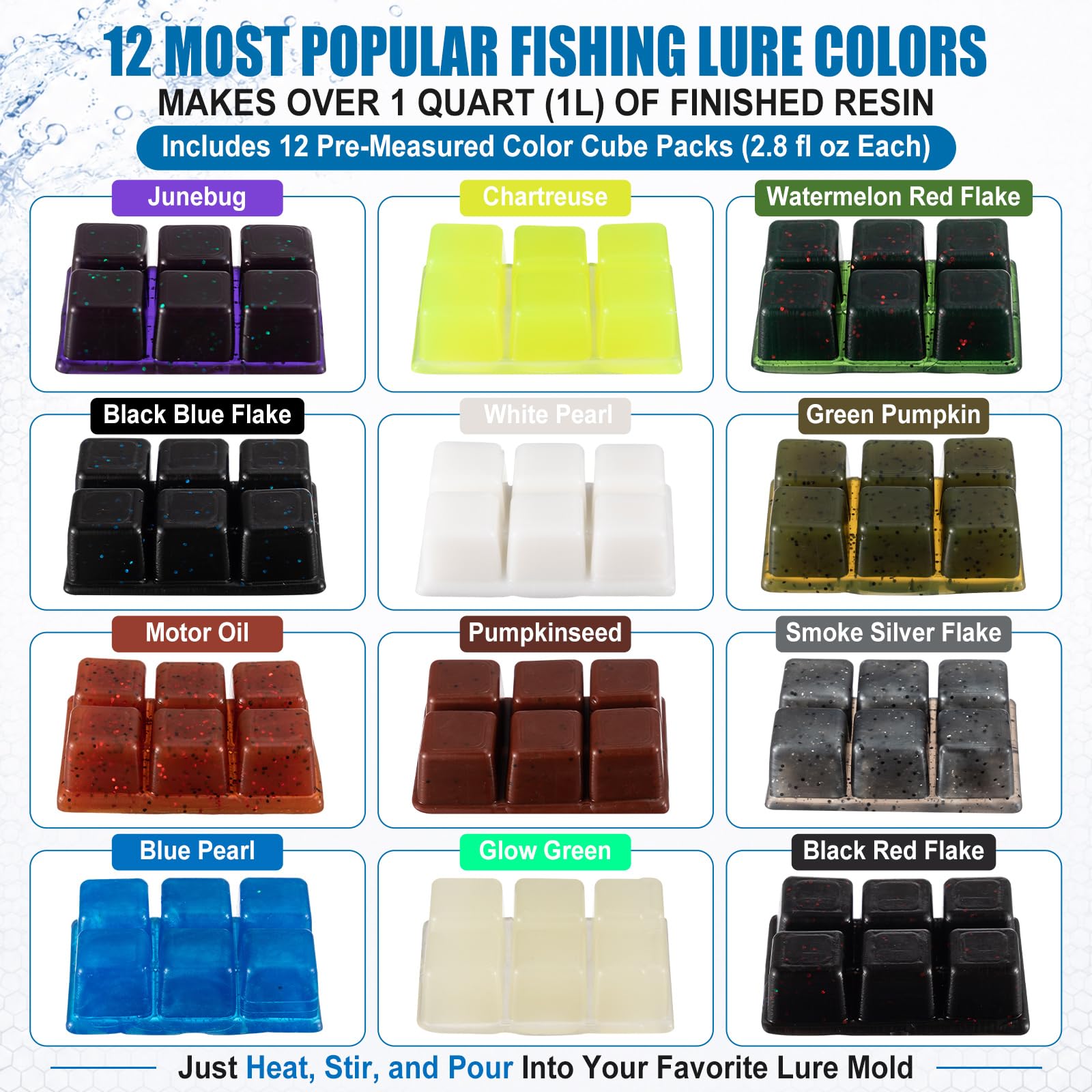 Thenshop Plastisol Angelköder, Kunststoffwürfel, weiche Kunststoffköder, Würfel, Starter-Set für DIY, Angelköder, Casting, Barsch, Crappie