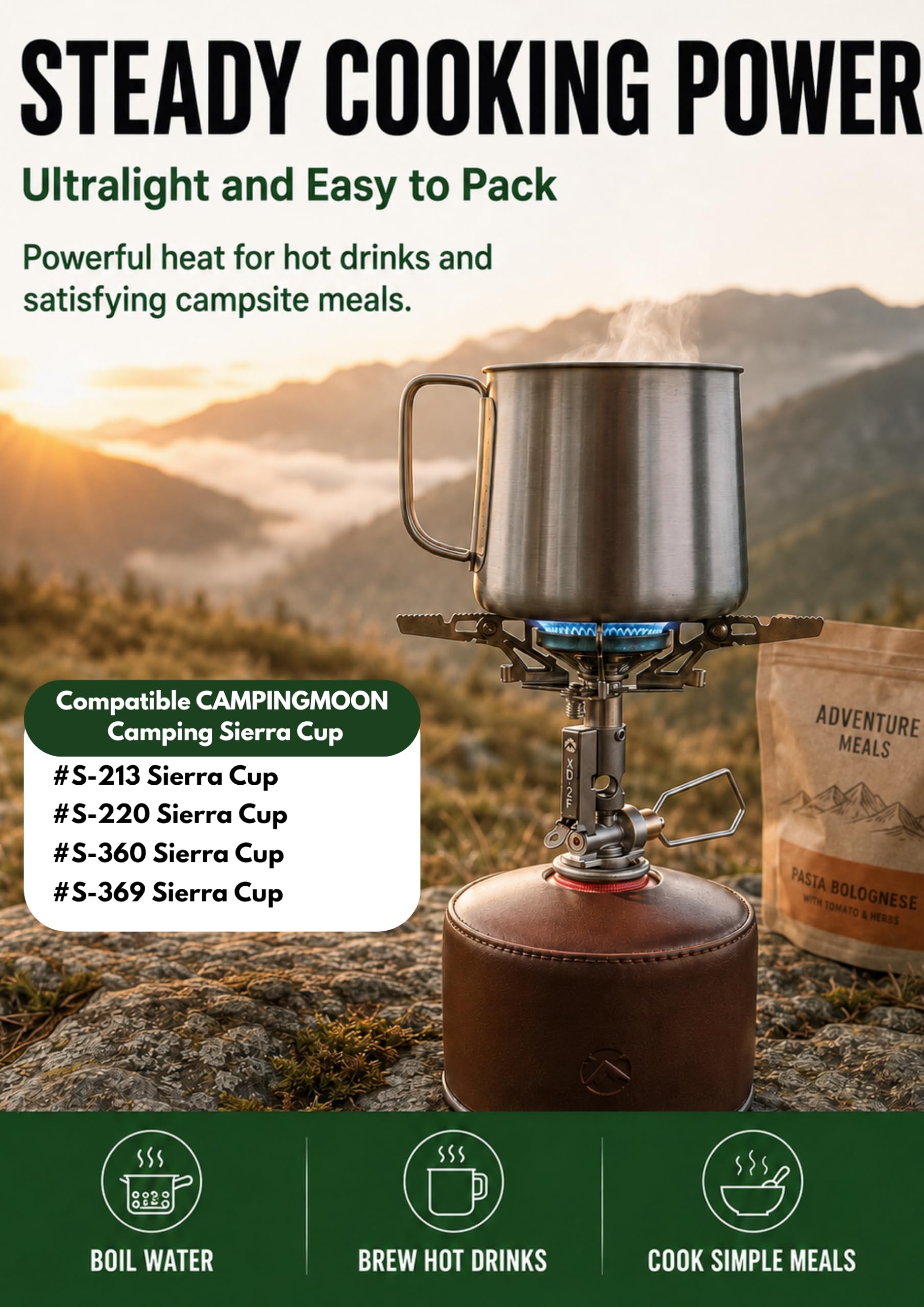 Campingmoon Réchaud compact pliable avec micro régulateur avec 4Flex et allumeur XD-2F