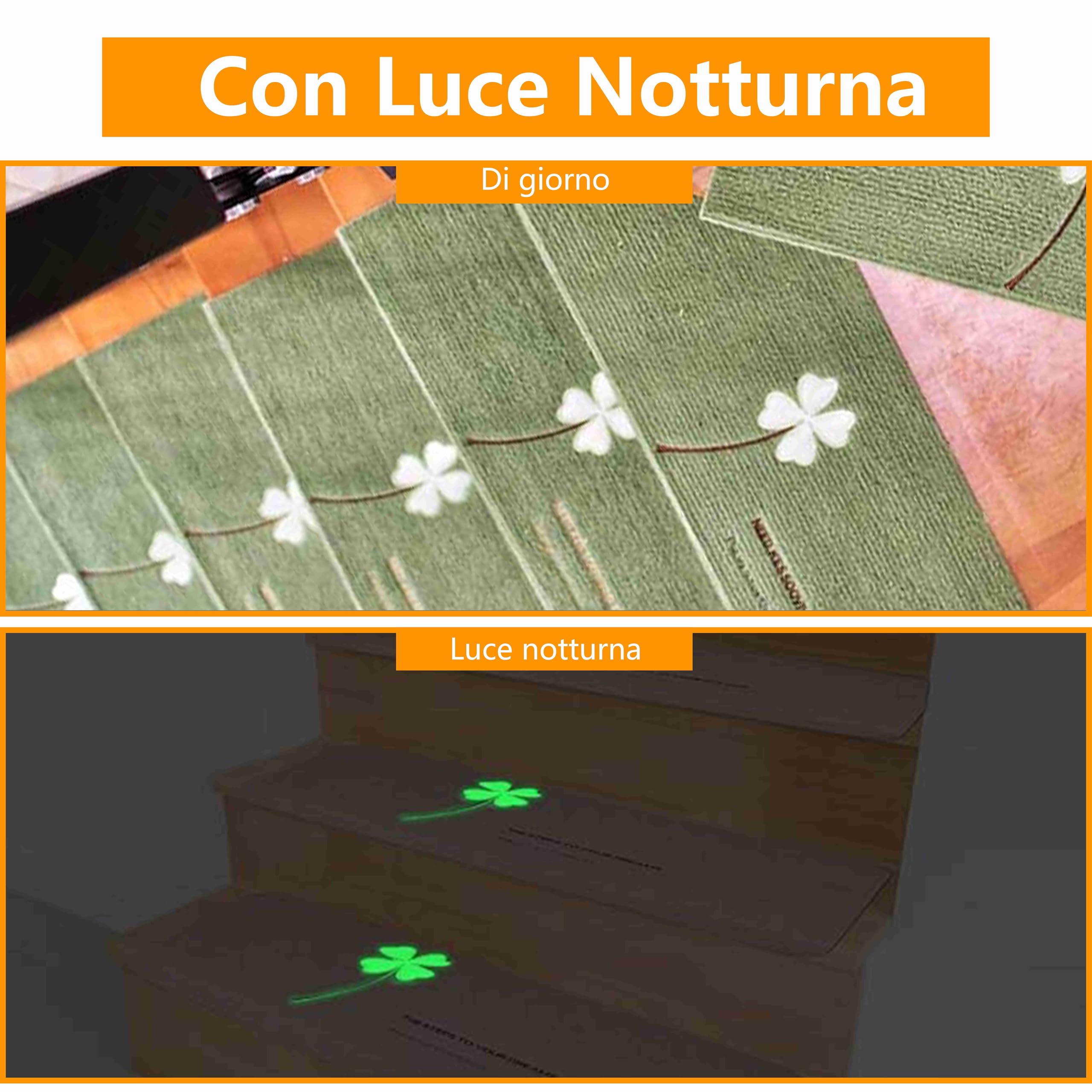 Tappetino Autoadesivo per Scale - 7 pezzi Long Tappetini Luminosi Antiscivolo Per Scale Tappetino per Scale Protezione Interne In Gradini Legno per Bambini Anziani e Animali