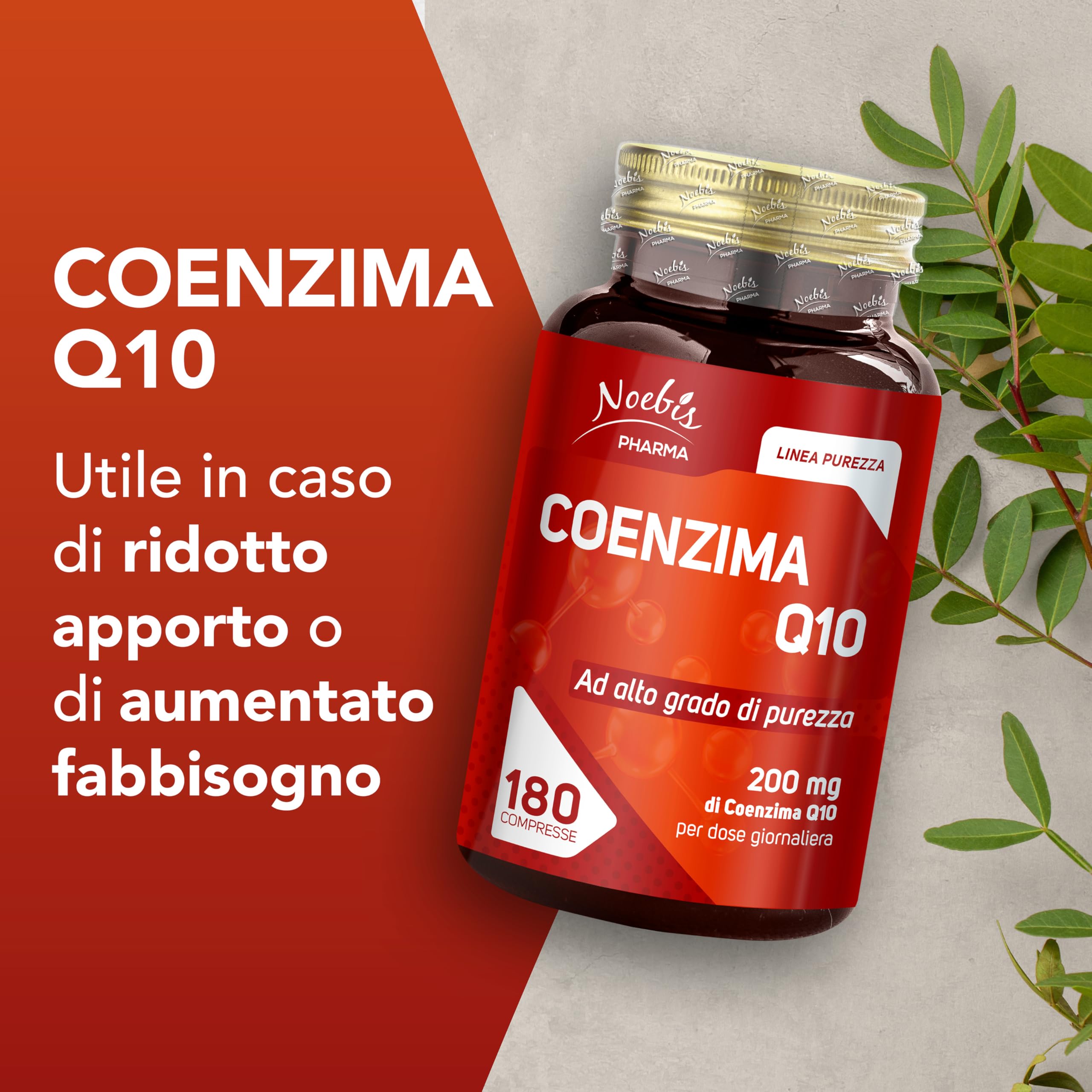 Coenzima Q10 200 mg Noebis Pharma – Alto Grado di Purezza – 180 Compresse – Integratore Q10, Vitalità ed Energia Cellulare – Supporto al Benessere – Made in Italy