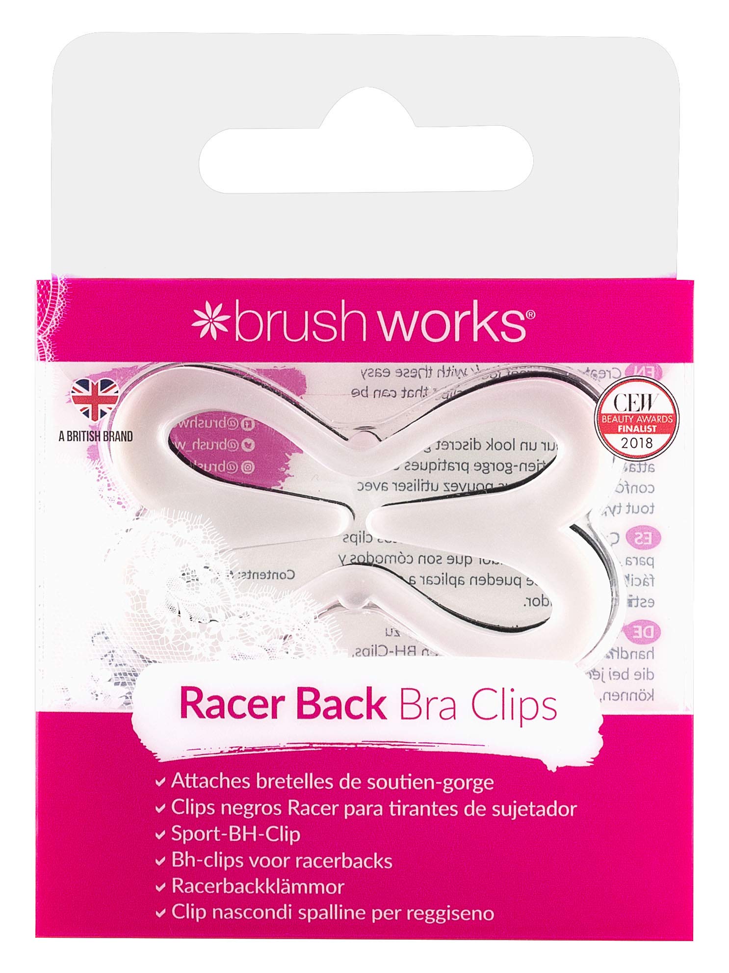 Brushworks Racer Back Butterfly Bra Clips - 6 Pack