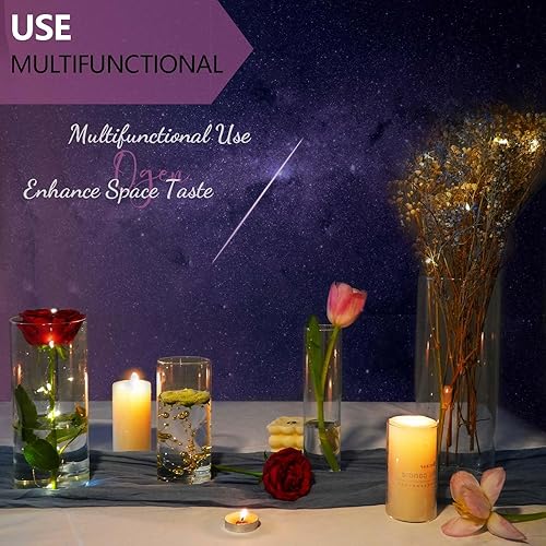 Miniatura 4 de Jarrones cilíndricos de vidrio para centros de mesa, floreros transparentes de vidrio de flores pequeñas, decoración del hogar, centro de mesa,