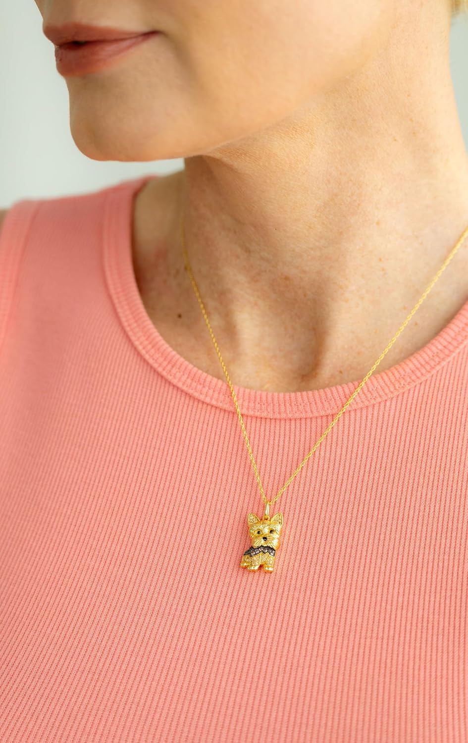 SCAMPER & CO Dog Breed Cubic Zirconia Puppy Charm Pendant Necklaces for Women - Genuine Gemstone with Elegant Backplate, Premium Plated Sterling Silver Necklace for Women Easy Closure 18 to 20 inch - Image 5