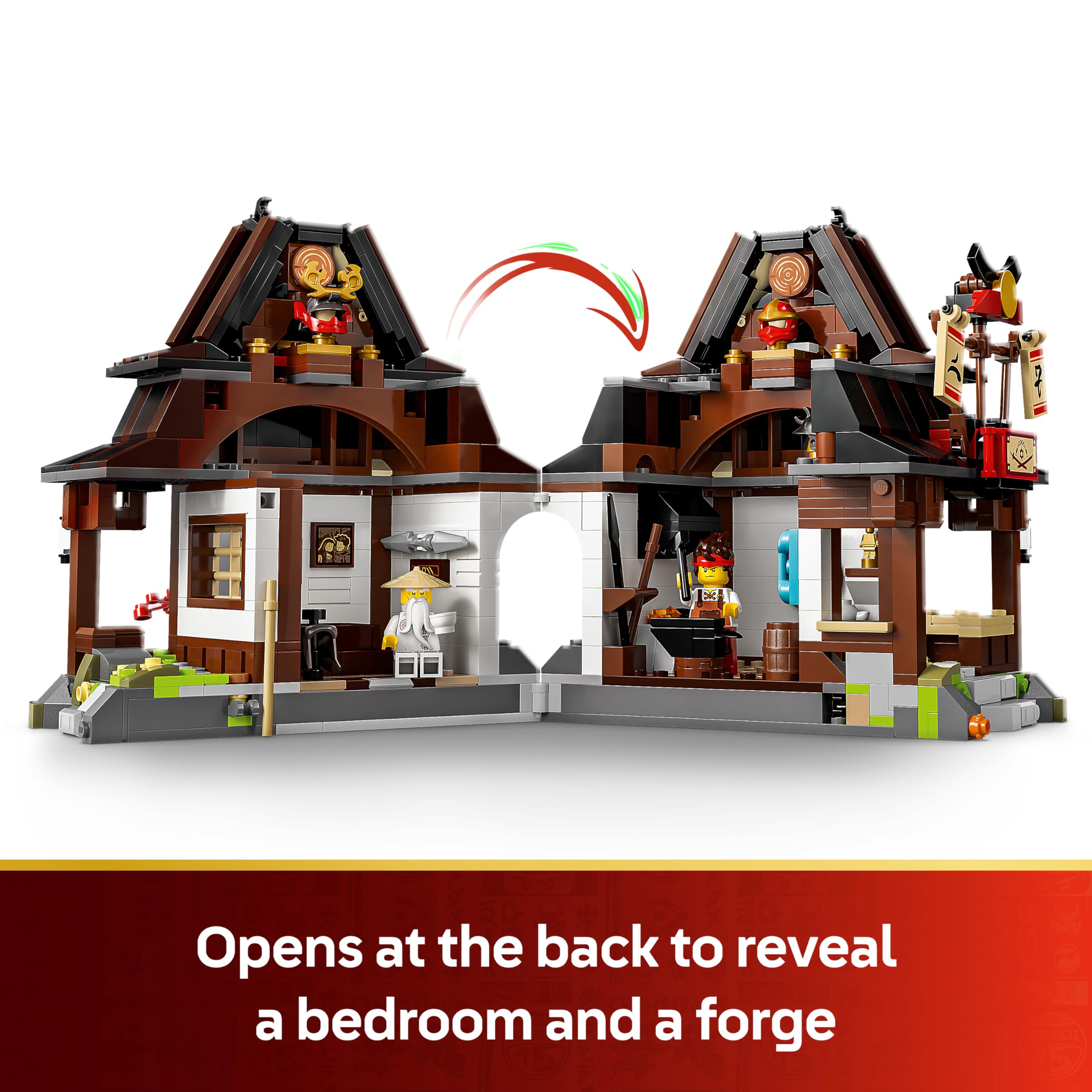 LEGO NINJAGO Four Weapons Blacksmith 15th Anniversary, Ninja House Toy w/Collectible Minifigure & Trading Cards - Image 3