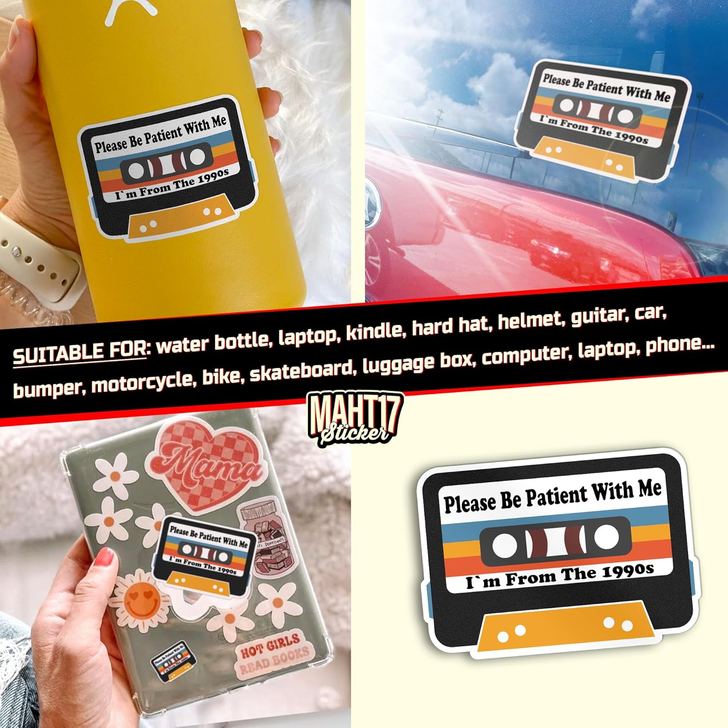 (3pcs-3") Please Be Patient with Me, I'm from The 1900s Sticker - Funny Cassette Stickers Vintage Retro Die-Cut Waterproof Vinyl Sticker for Laptop Water Bottle Phone Cars Bumper Decal Gifts 3 Inches - Image 2