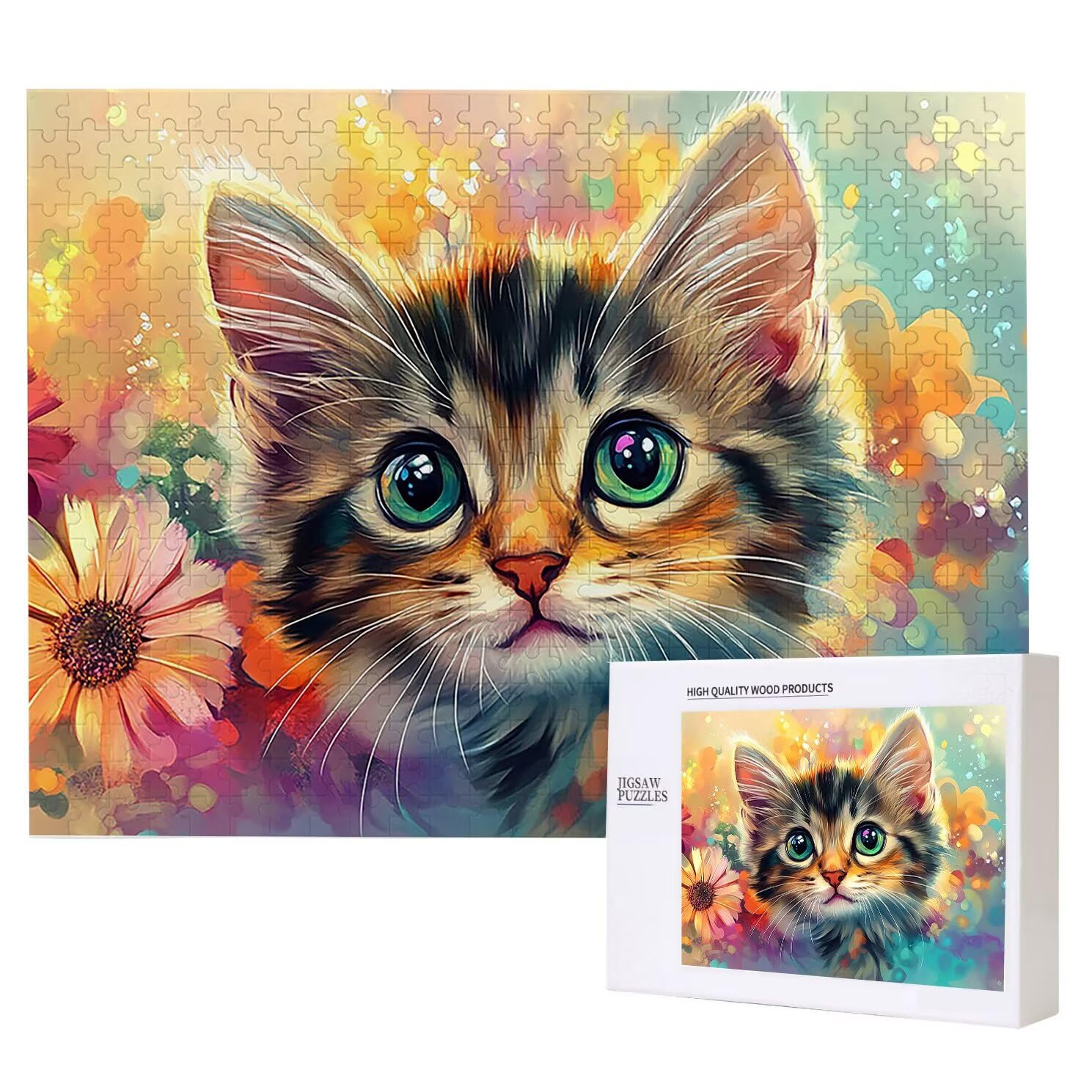 Puzzle dla dorosłych, 6000 sztuk, trudne drewniane puzzle, gra, gra logiczna, gra ręczna, dekoracja rodzinna, kreatywna rozrywka, prezent 105 x 179 cm kot kwiaty 9 K0F-871