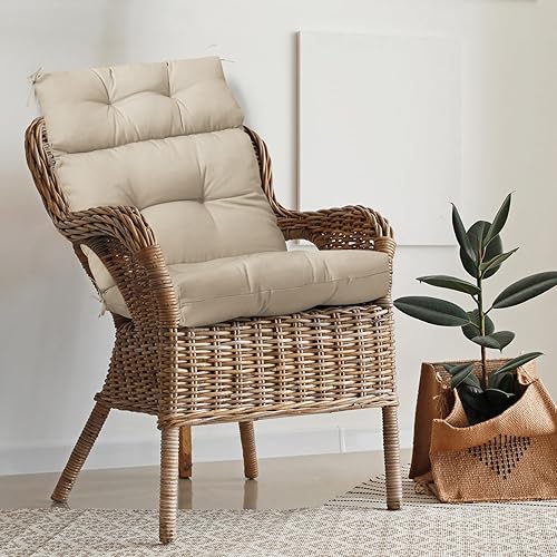 Miniatura 4 de EAGLE PEAK Cojín Acolchado para Silla de Patio con Respaldo Alto para ExterioresInteriores, Juego de 1, 46'' x 22'', Beige
