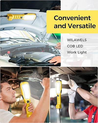 Miniatura 4 de WILAWELS Luz de trabajo LED de 18 W, luz LED COB de 15 pies y 2000 lúmenes, luz de mano debajo del capó con cable SJTW calibre 16, gancho giratorio,