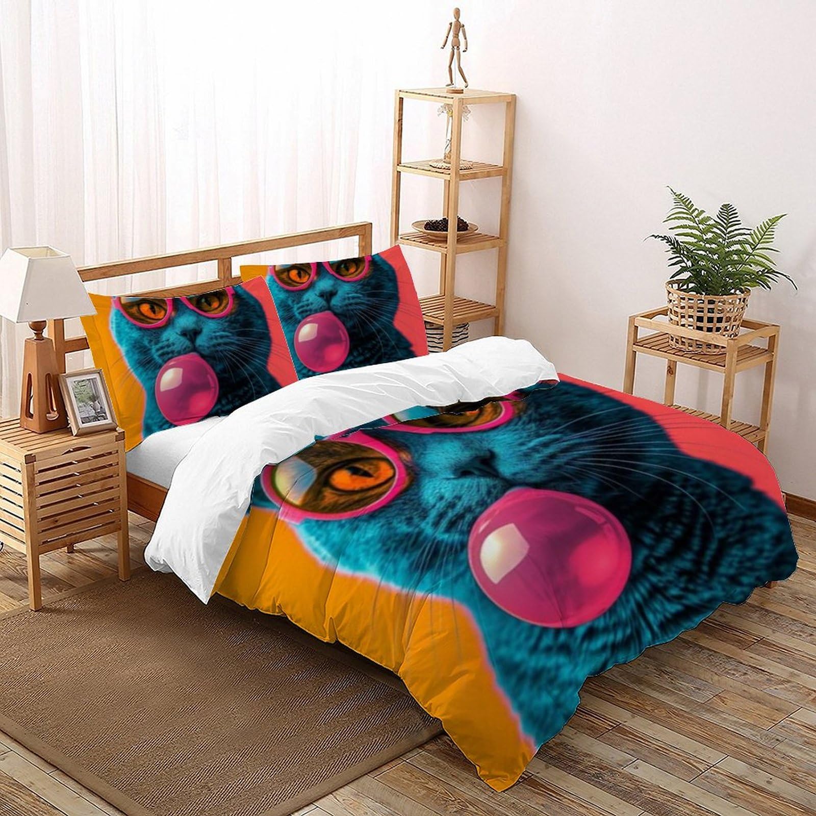 Housse de couette animaux pour chambre enfant grand lit fini la couette qui glisse avec le zip