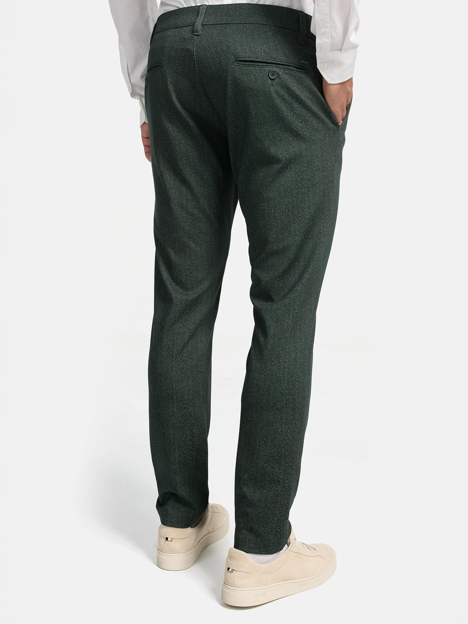 Indicode Uomini Pantaloni Chino in Tessuto Stretch Verde, Primavera-Estate