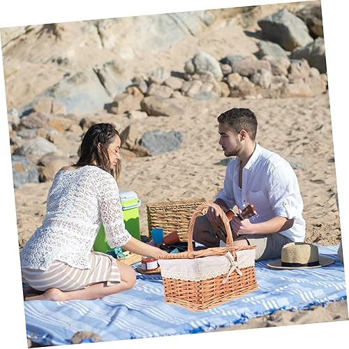 Miniatura 9 de Cesta de picnic al aire libre de mimbre, accesorios de picnic de mimbre, organizador de artículos diversos, cestas de picnic aisladas, cesta de