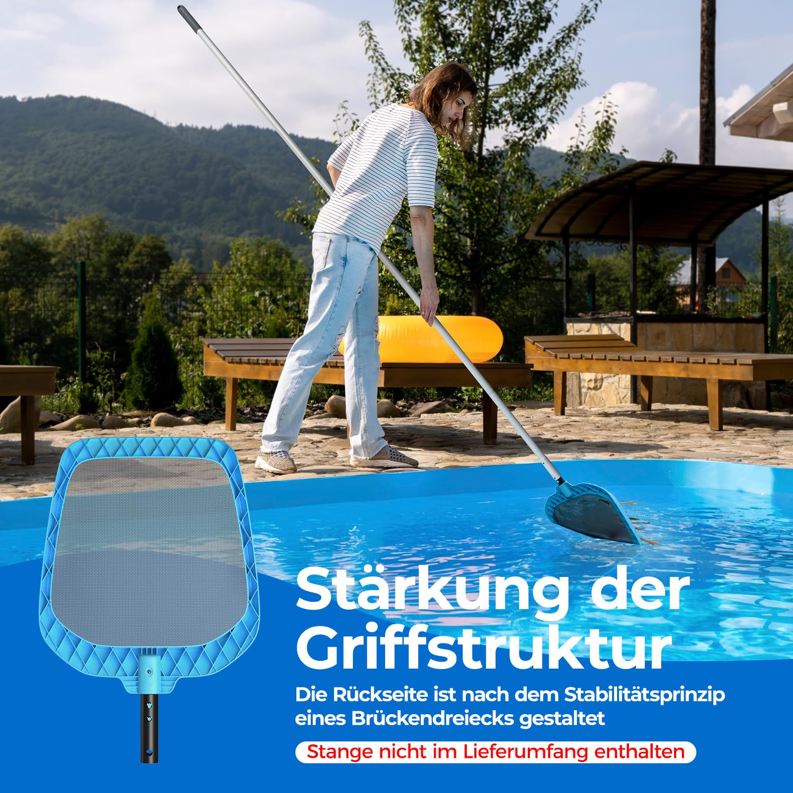 Mowend Épuisettes de Piscine, Filet de Surface pour Piscine avec Cadre en Plastique Renforcé Durable pour Poteaux Télescopiques > 29 mm
