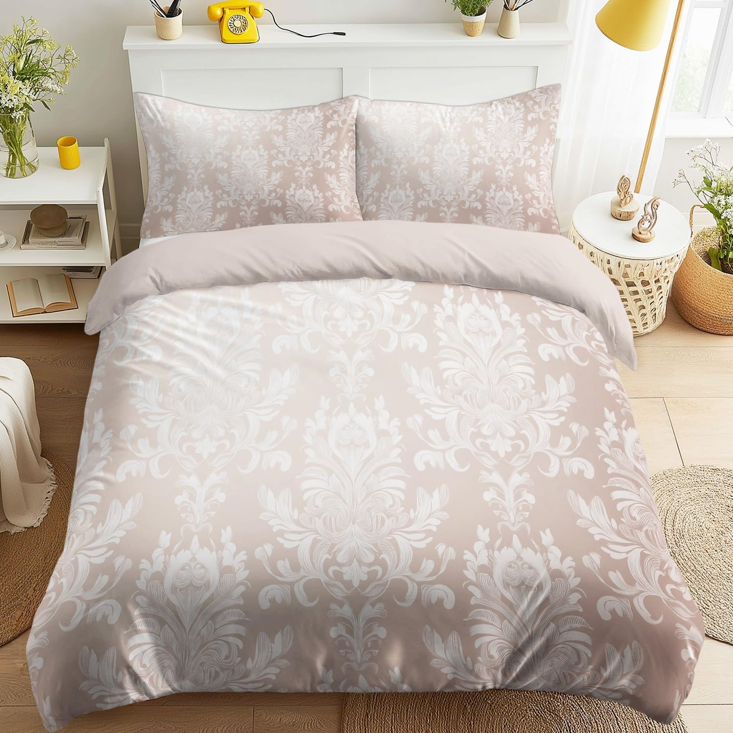 Housse de Couette 220x200 italienne baroque pour transformer votre chambre en cocon rose