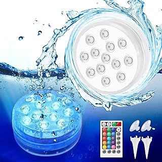 BALIPPE Sommergibili Luci Piscina, Luci a LED Impermeabili e 16 RGB Multicolori Luci per Laghetto con Telecomando Ventosa Magnetica per a Cerimonia Nuziale/Partito/Piscina/Fish Tank Decorazione (2PCS)
