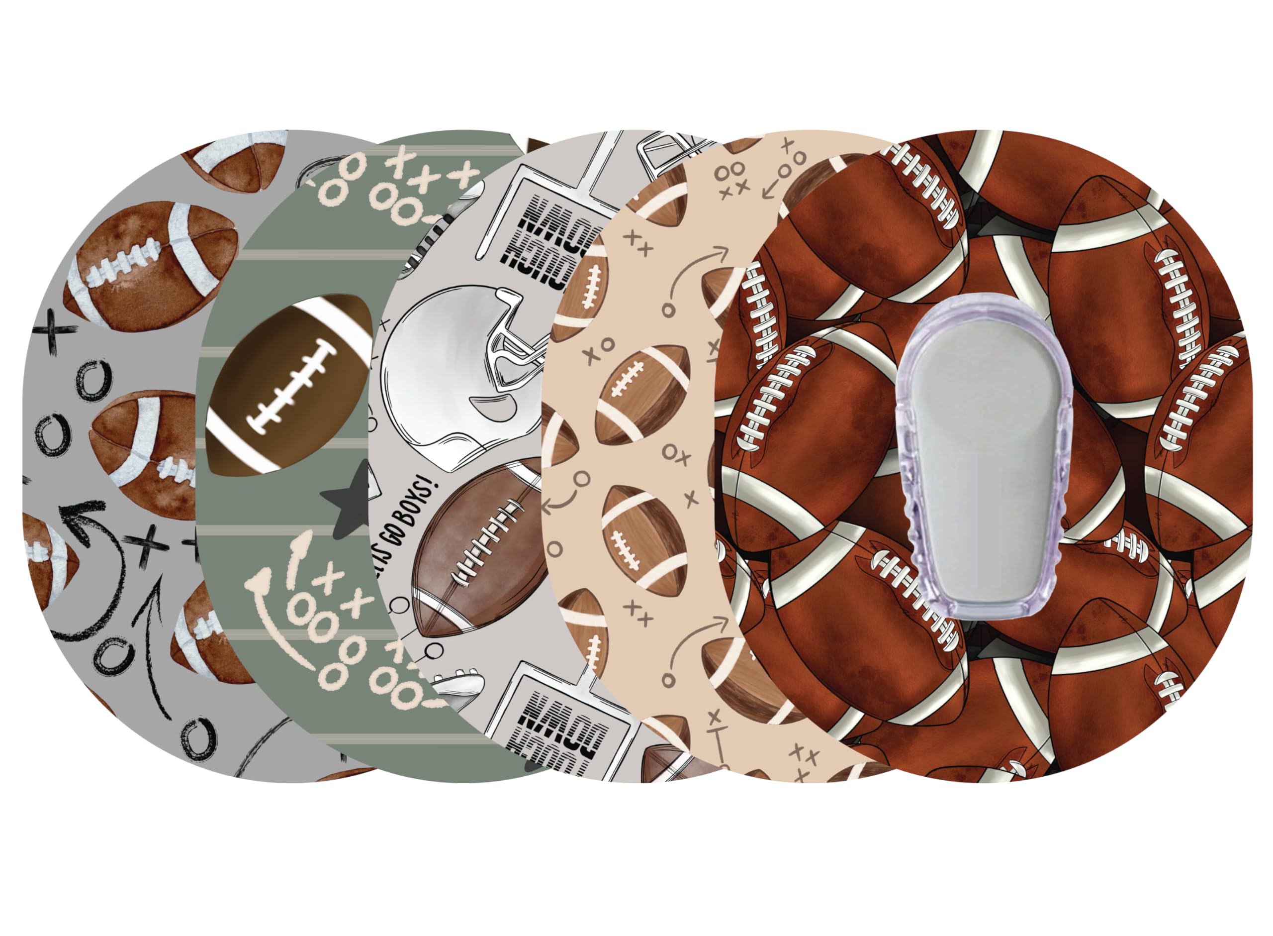 Glucomart Adhesive Patches for Dexcom G6 – 5-Pack Waterproof, Sweatproof CGM Overpatches – Hypoallergenic CGM Patches (Football)