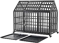 Vista 8 de 52in Heavy Duty Dog Crate Furniture, Large Dog Cage House Kennel with Lockable Wheels, Strong Metal Dog Kennels and Crates for Large Dogs